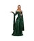 Women's Renaissance Queen Costume Emerald Green Gown with Lace Accents and Braided Closures